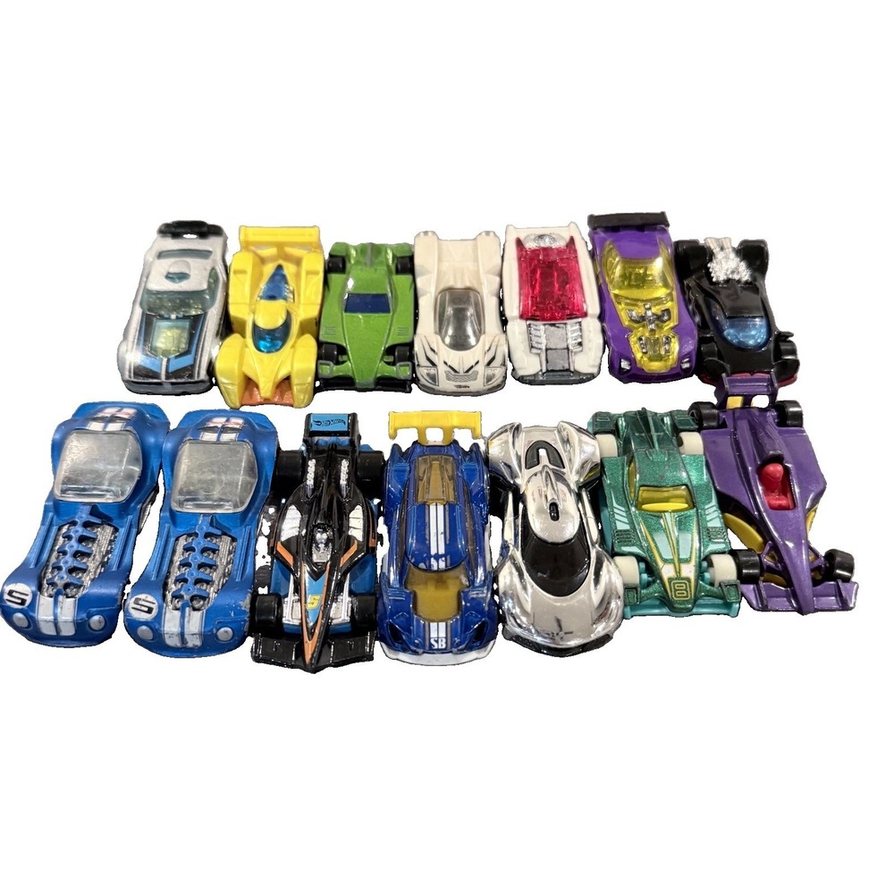 HOT WHEELS Bulk Lot 14 Fantasy Race Cars Track Stars Loose Diecast Play Set